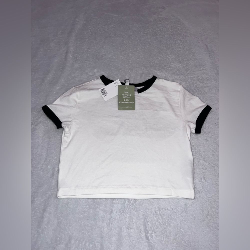 H&M never work brand new cropped white t shirt womans